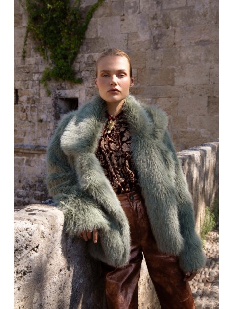 NIDODILEDA Aurora Faux Fur Jacket Μίντ Γούνα