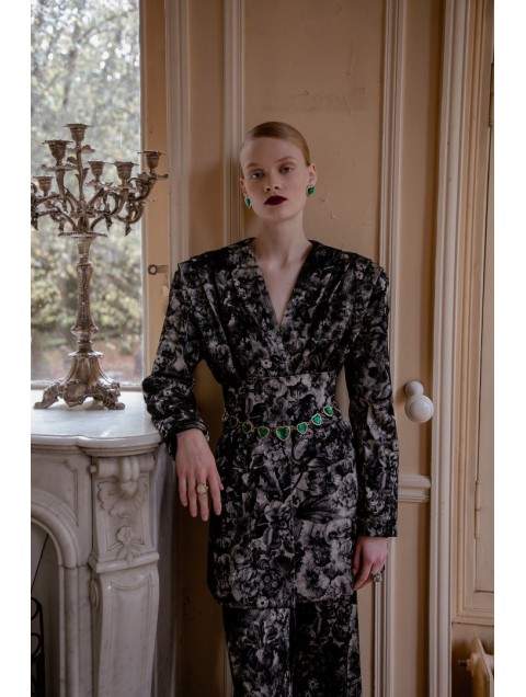 NIDODILEDA Flores Printed Blazer Black n White NIDODILEDA Flores Printed Blazer Black n White