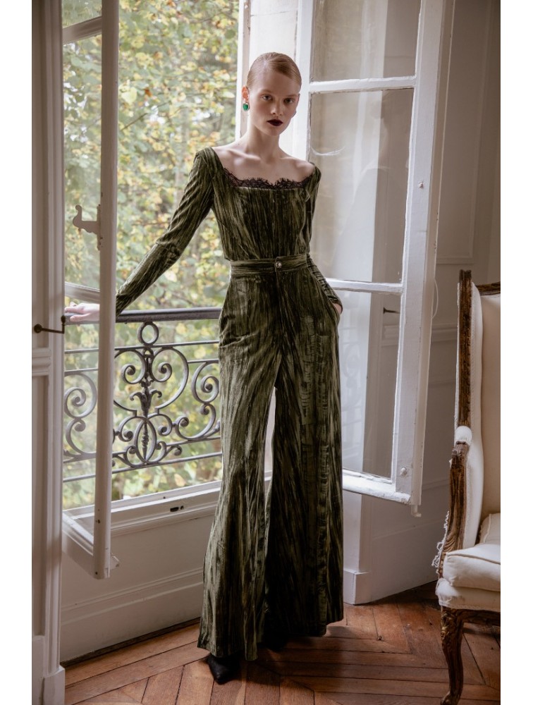 NIDODILEDA Generis Velvet Pants Olive Green Χακί Βελούδινη Παντελόνα
