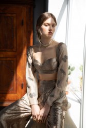 NIDODILEDA Madoc Bustier Silvery Olive Ασημί Λαδί Μπούστο