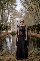NIDODILEDA Omnia Dress Black Velvet Lace Μαύρο Βελούδινο Φόρεμα με Δαντέλα