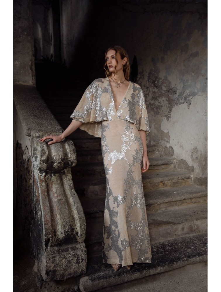 NIDODILEDA Galen Dress Silvery Nude Ασημί Μπεζ Φόρεμα