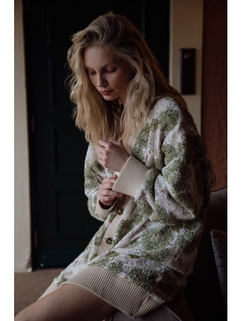 NIDODILEDA Fayora Cardigan Floral Beaded 