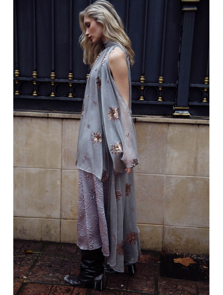 NIDODILEDA Tariya Top Sequined Slitted