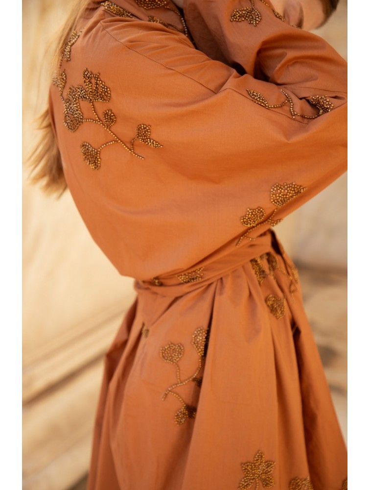 NIDODILEDA Eugene Kimono dress Καφέ κιμονό φόρεμα