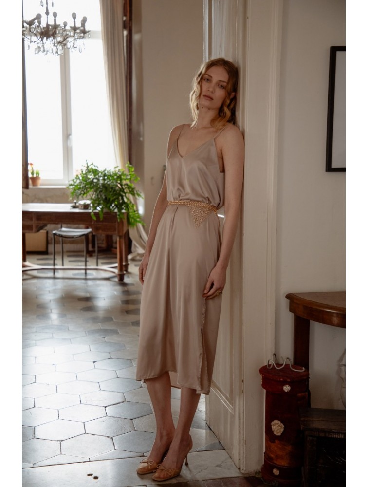 NIDODILEDA Fresh Dress Puro Σατέν Φόρεμα Στο Χρώμα Του Πούρου