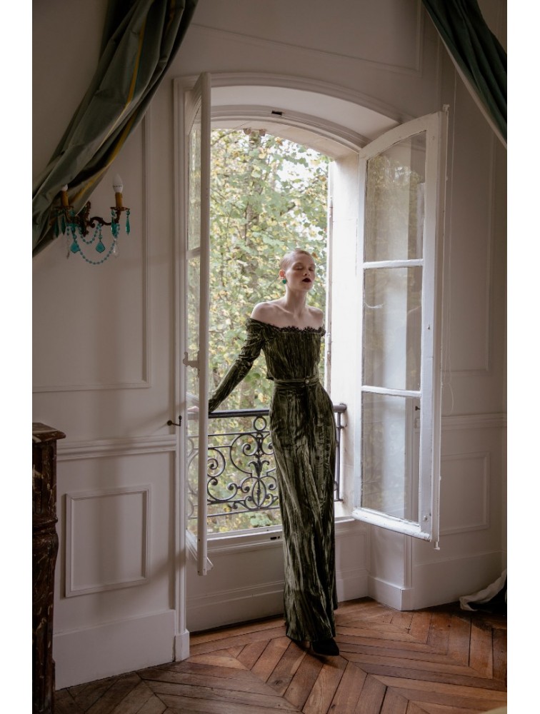 NIDODILEDA Generis Velvet Pants Olive Green Χακί Βελούδινη Παντελόνα