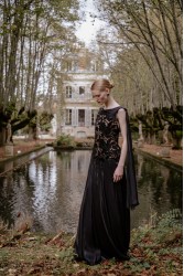 NIDODILEDA Omnia Dress Black Velvet Lace Μαύρο Βελούδινο Φόρεμα με Δαντέλα