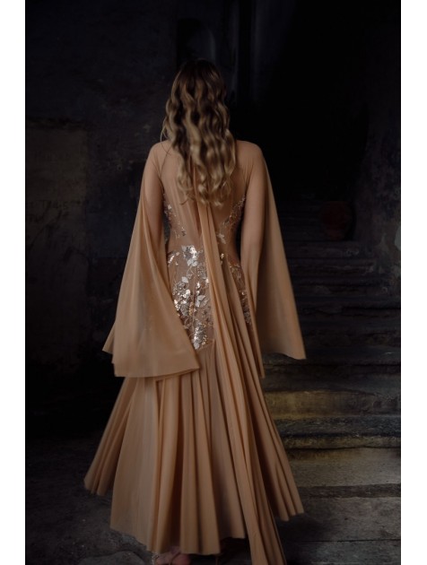 NIDODILEDA Temple Dress Tan Rose Gold Ροζ Χρυσό Φόρεμα