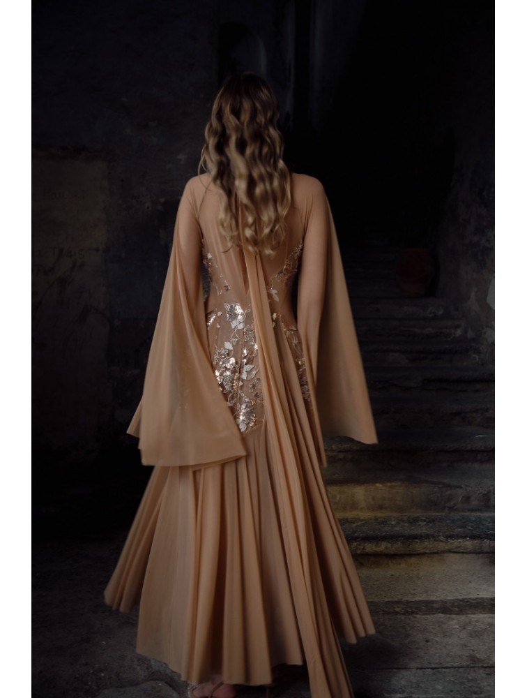 NIDODILEDA Temple Dress Tan Rose Gold Ροζ Χρυσό Φόρεμα
