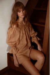 NIDODILEDA Unique Playsuit Light Peach Beige Ροδακινί Ολόσωμο Σόρτς