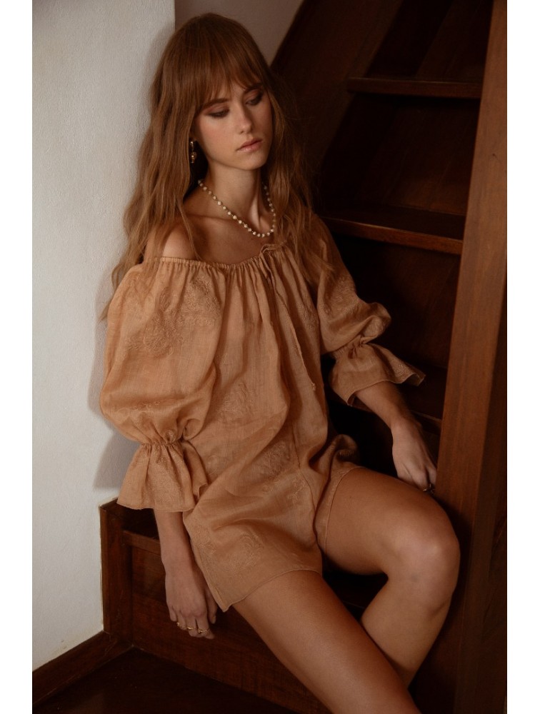 NIDODILEDA Unique Playsuit Light Peach Beige Ροδακινί Ολόσωμο Σόρτς