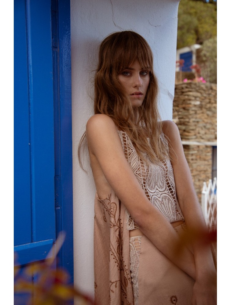 NIDODILEDA Azari Top Peach Beige Ροδακινί Μπεζ Τοπ