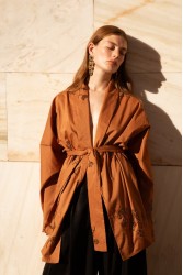 NIDODILEDA Eugene Kimono dress Καφέ κιμονό φόρεμα