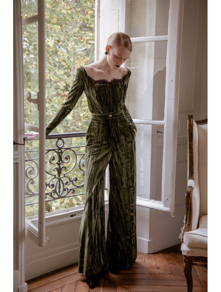 NIDODILEDA Generis Velvet Pants Olive Green Χακί Βελούδινη Παντελόνα