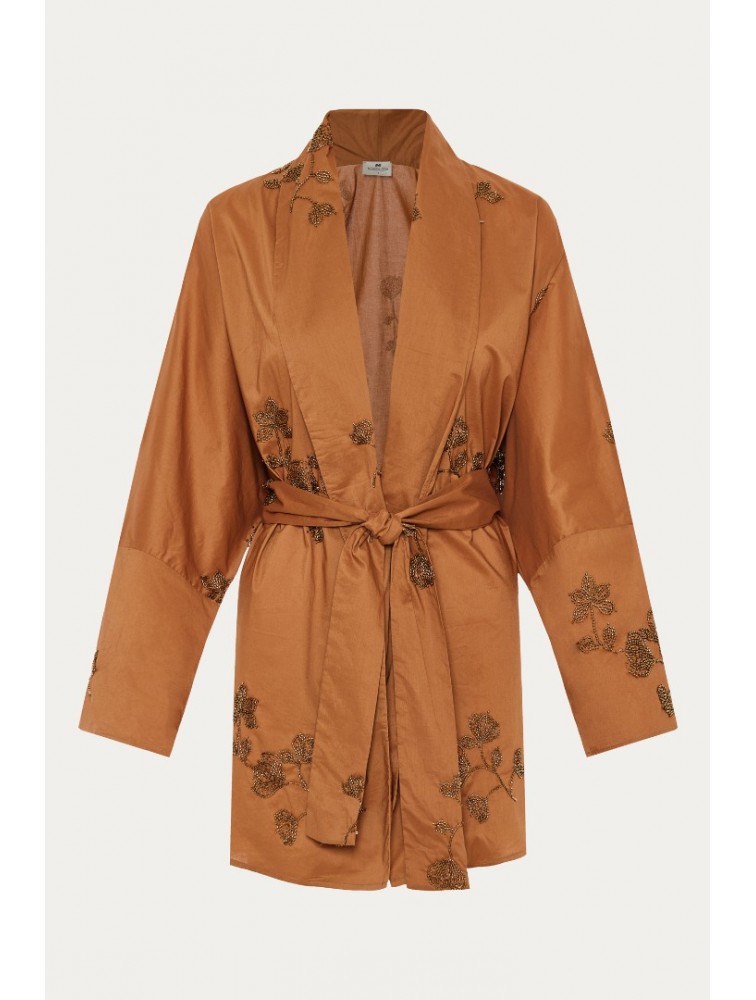 NIDODILEDA Eugene Kimono dress Καφέ κιμονό φόρεμα