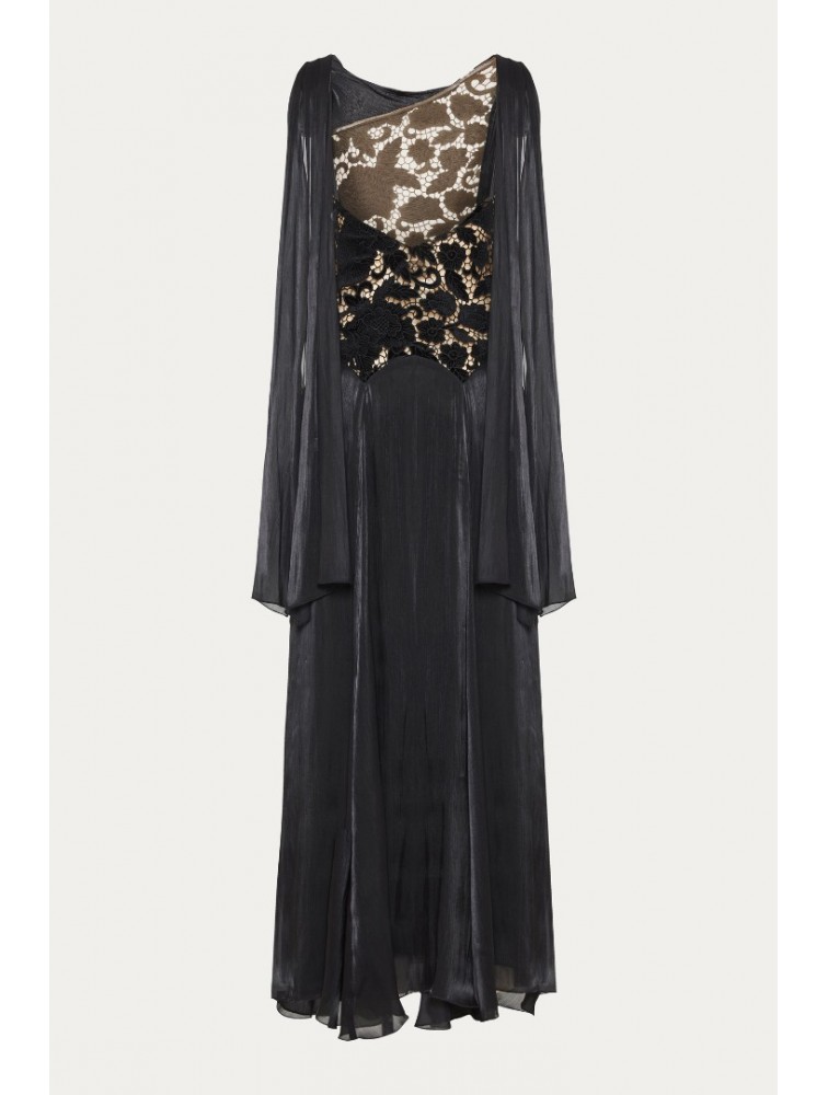 NIDODILEDA Omnia Dress Black Velvet Lace Μαύρο Βελούδινο Φόρεμα με Δαντέλα