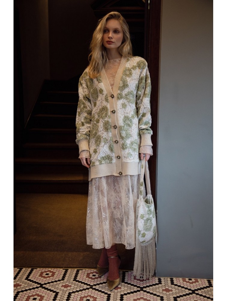 NIDODILEDA Fayora Cardigan Floral Beaded Φλοράλ Ζακέτα