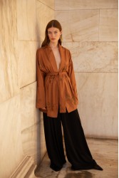 NIDODILEDA Eugene Kimono dress Καφέ κιμονό φόρεμα
