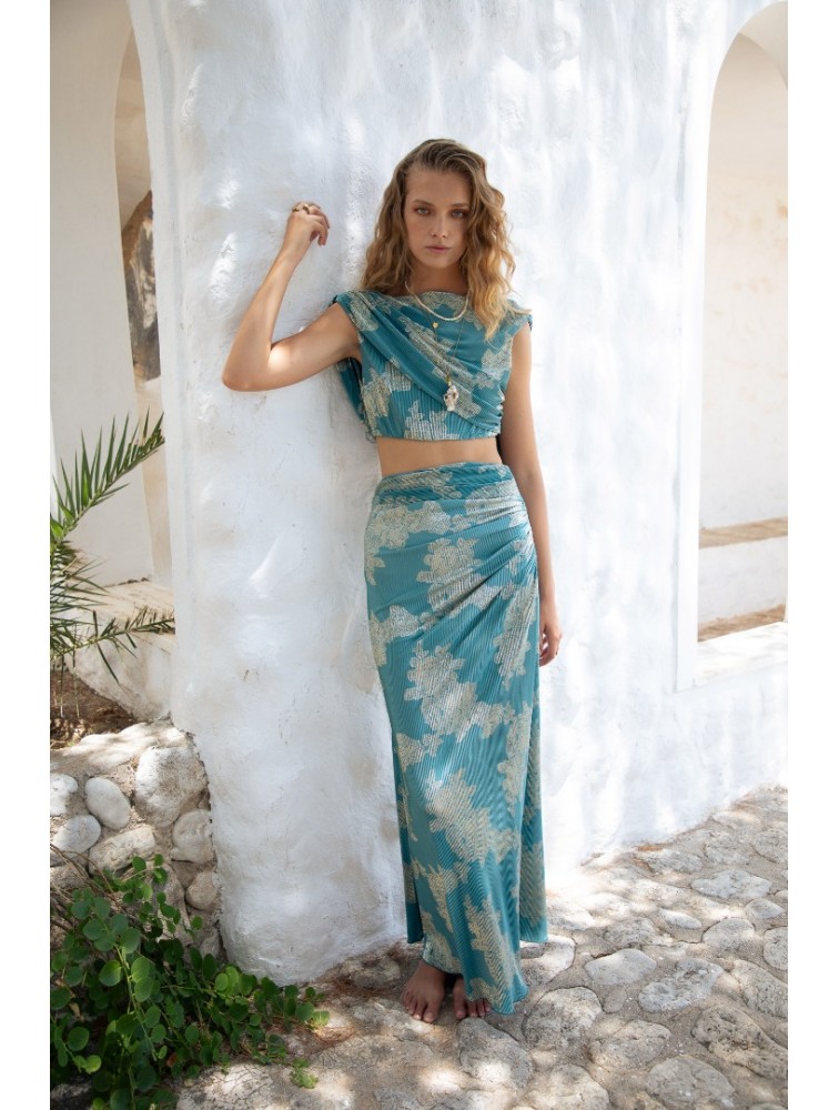 NIDODILEDA Oceanne Top Peacock Blue