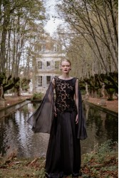NIDODILEDA Omnia Dress Black Velvet Lace Μαύρο Βελούδινο Φόρεμα με Δαντέλα