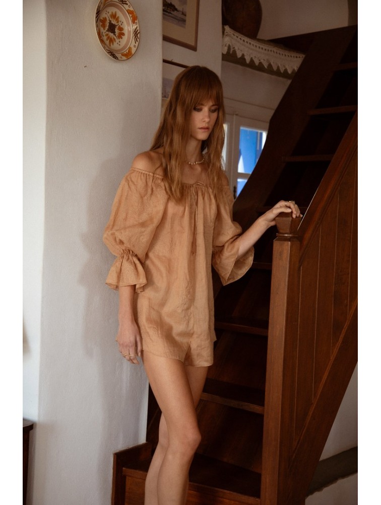 NIDODILEDA Unique Playsuit Light Peach Beige Ροδακινί Ολόσωμο Σόρτς