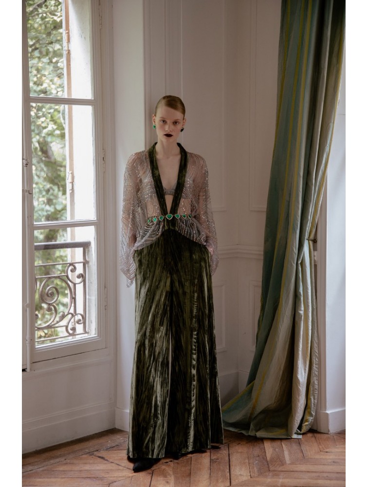 NIDODILEDA Generis Velvet Pants Olive Green Χακί Βελούδινη Παντελόνα