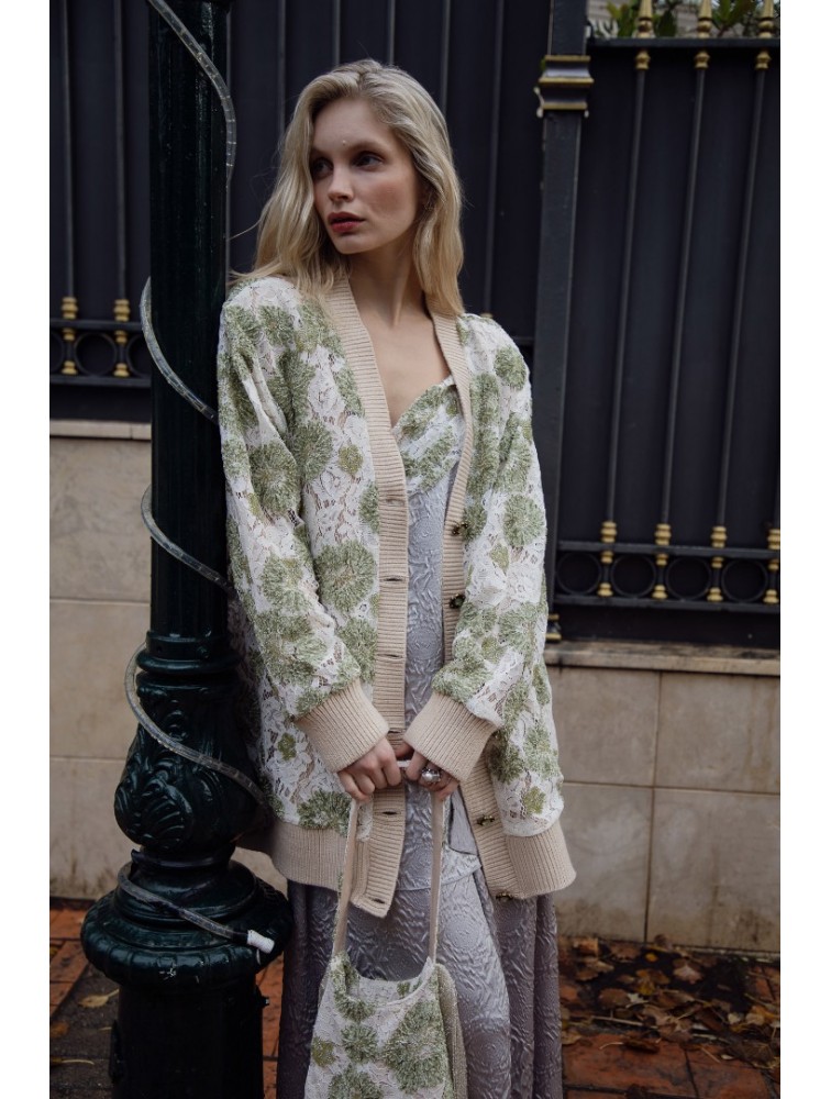NIDODILEDA Fayora Cardigan Floral Beaded Φλοράλ Ζακέτα
