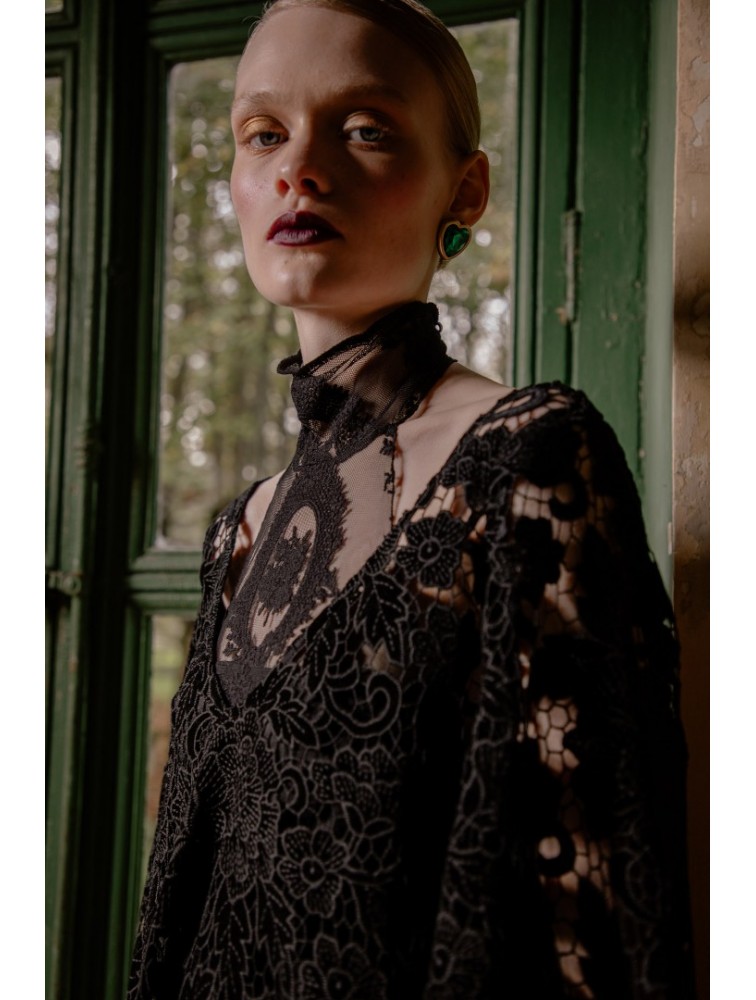 NIDODILEDA Prae Bodysuit Black lace Μαύρο Κορμάκι με δαντέλα