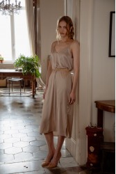 NIDODILEDA Fresh Dress Puro Σατέν Φόρεμα Στο Χρώμα Του Πούρου