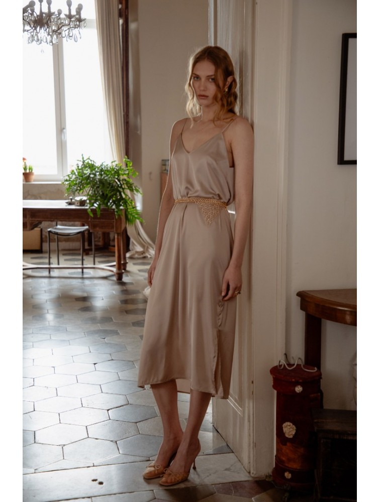 NIDODILEDA Fresh Dress Puro Σατέν Φόρεμα Στο Χρώμα Του Πούρου