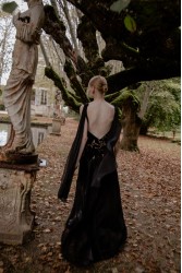 NIDODILEDA Omnia Dress Black Velvet Lace Μαύρο Βελούδινο Φόρεμα με Δαντέλα