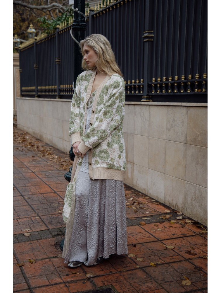 NIDODILEDA Fayora Cardigan Floral Beaded Φλοράλ Ζακέτα