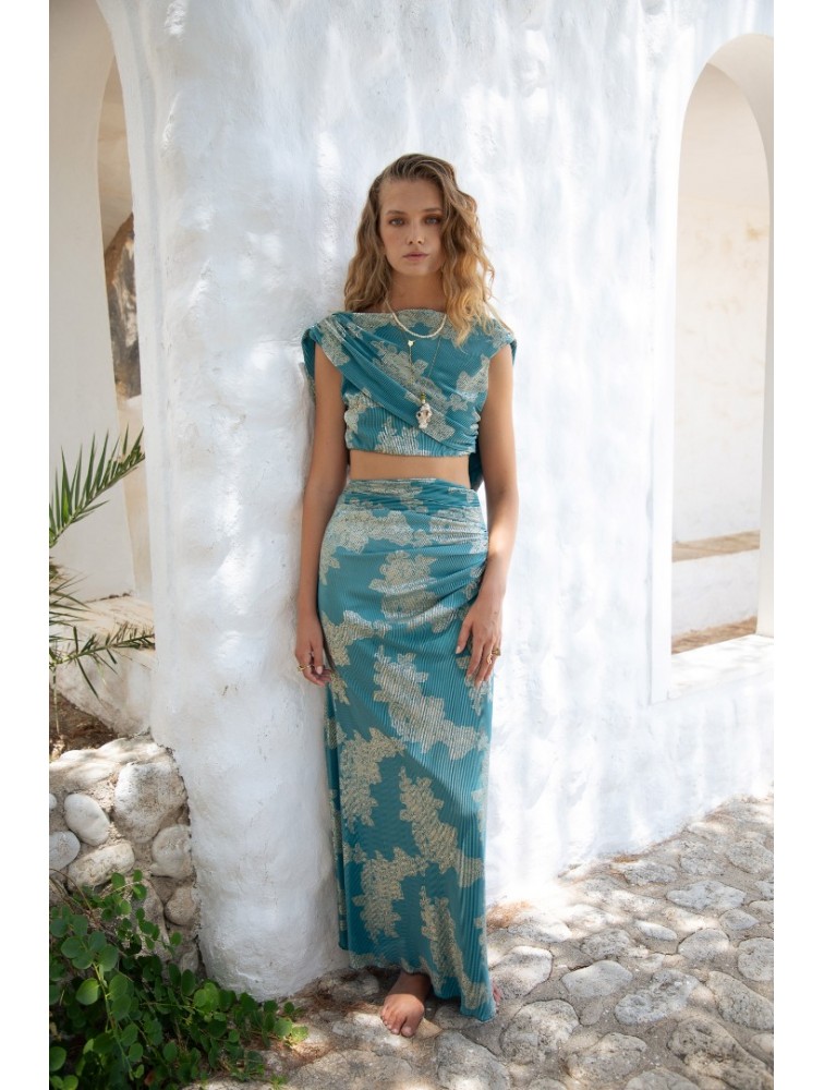 NIDODILEDA Oceanne Top Peacock Blue