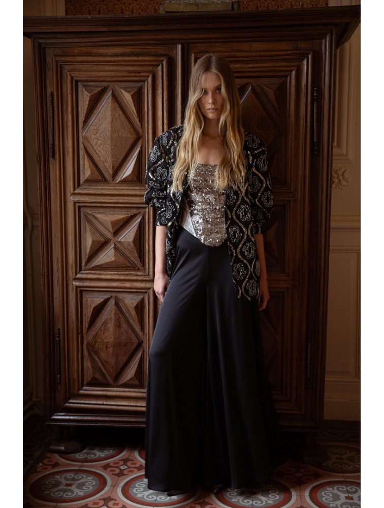 NIDODILEDA Adaline Pants Μαύρη Σατέν Παντελόνα