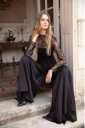 NIDODILEDA Adaline Pants Μαύρη Σατέν Παντελόνα