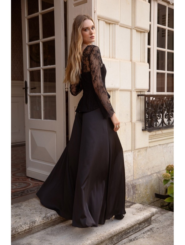 NIDODILEDA Adaline Pants Μαύρη Σατέν Παντελόνα