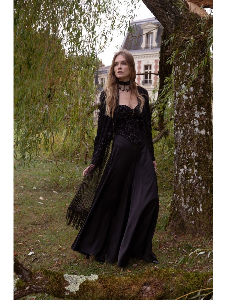 NIDODILEDA Adaline Pants Μαύρη Σατέν Παντελόνα