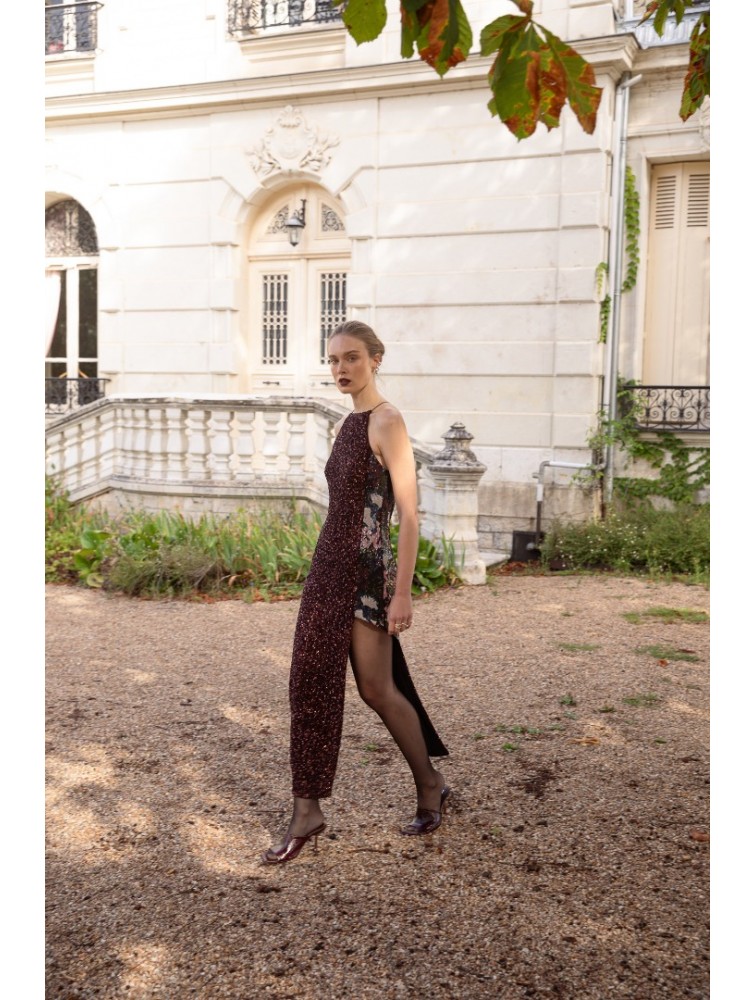 NIDODILEDA Allison Dress Μπορντώ Παγέτα Φόρεμα