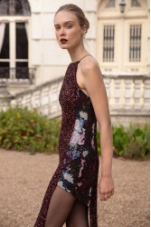 NIDODILEDA Allison Dress Μπορντώ Παγέτα Φόρεμα
