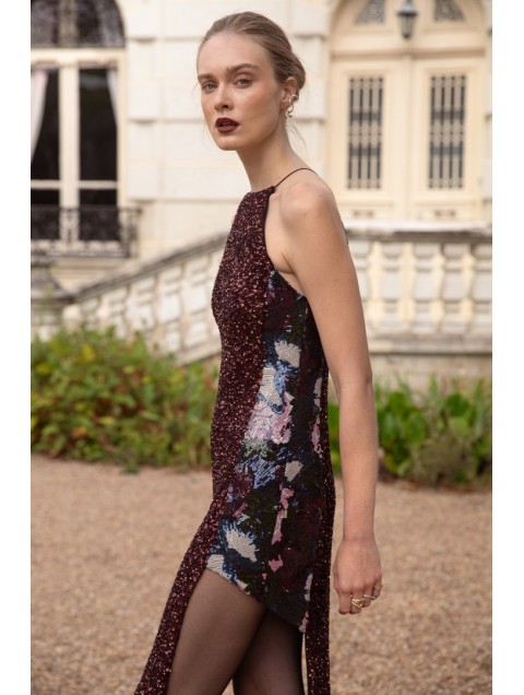 NIDODILEDA Allison Dress Μπορντώ Παγέτα Φόρεμα