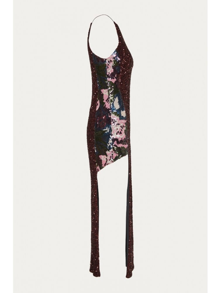NIDODILEDA Allison Dress Μπορντώ Παγέτα Φόρεμα