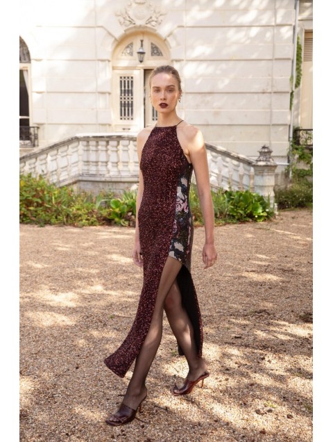 NIDODILEDA Allison Dress Μπορντώ Παγέτα Φόρεμα