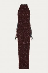 NIDODILEDA Allison Dress Μπορντώ Παγέτα Φόρεμα