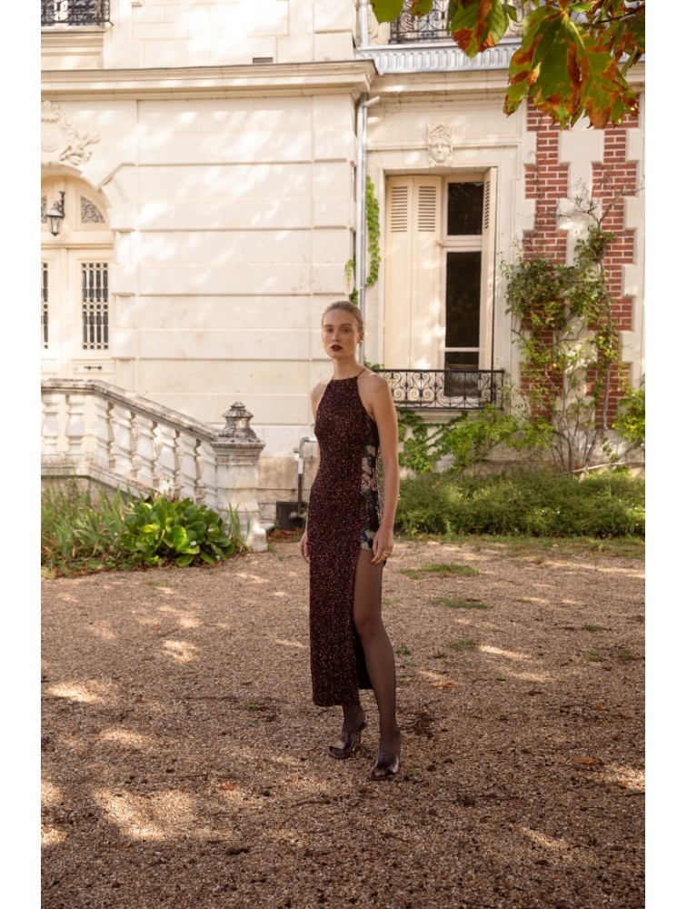 NIDODILEDA Allison Dress Μπορντώ Παγέτα Φόρεμα