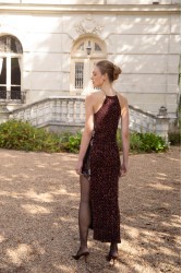 NIDODILEDA Allison Dress Μπορντώ Παγέτα Φόρεμα