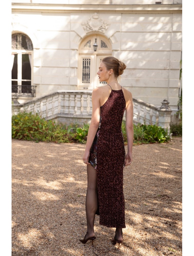 NIDODILEDA Allison Dress Μπορντώ Παγέτα Φόρεμα