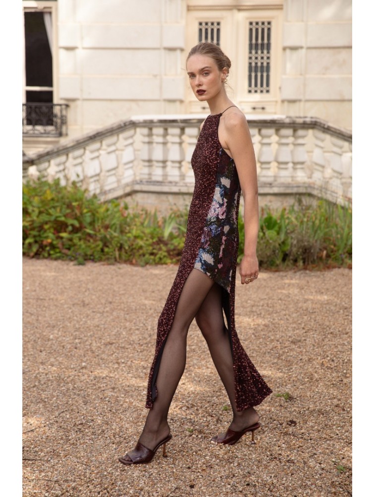 NIDODILEDA Allison Dress Μπορντώ Παγέτα Φόρεμα