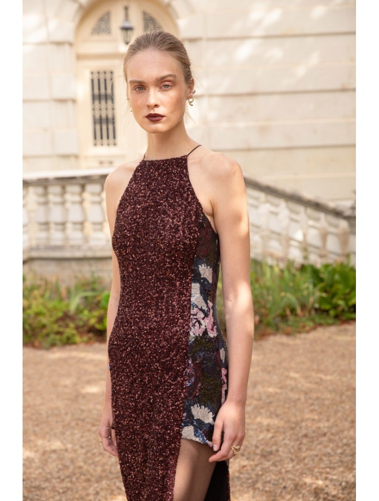 NIDODILEDA Allison Dress Μπορντώ Παγέτα Φόρεμα