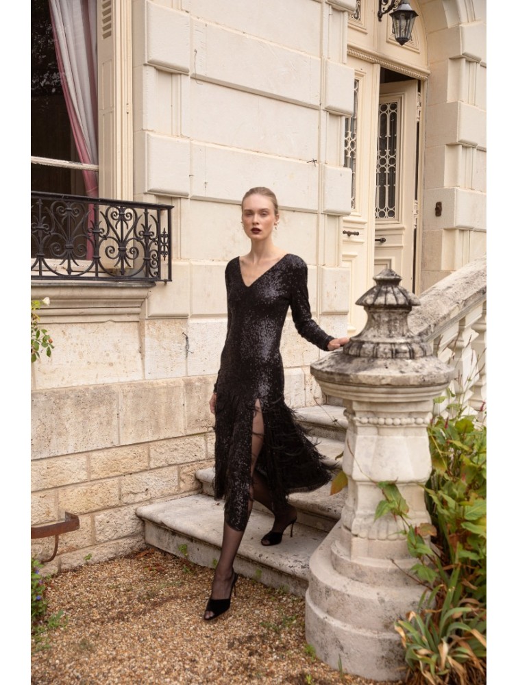 NIDODILEDA Amira Dress Μαύρο Φόρεμα με Παγέτα